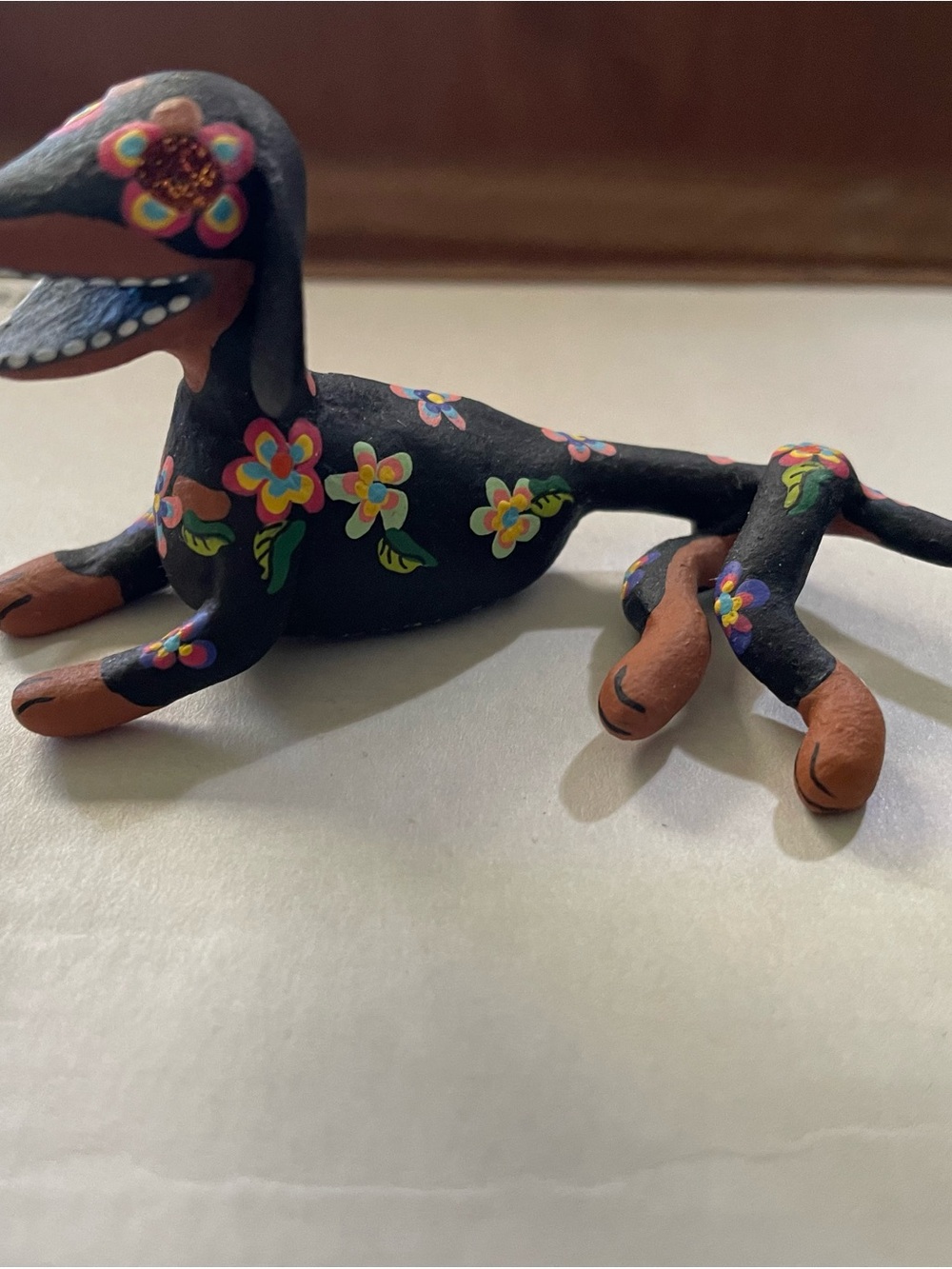 Rare Handmade Día de los Muertos Dachshund Figurine – Signed & Dated (2016)